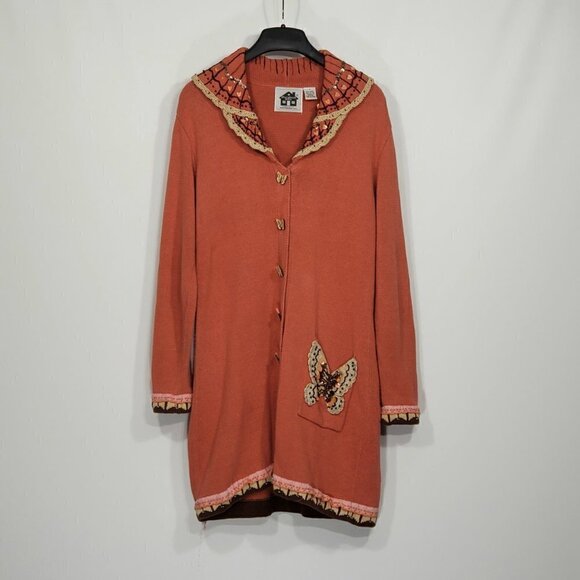 Storybook Knits Sweaters - Storybook Knits  Long Orange Cardigan Sweater  Beaded / Sequins / Size S